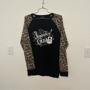 Leopard Sleeve Johnny Cash Shirt